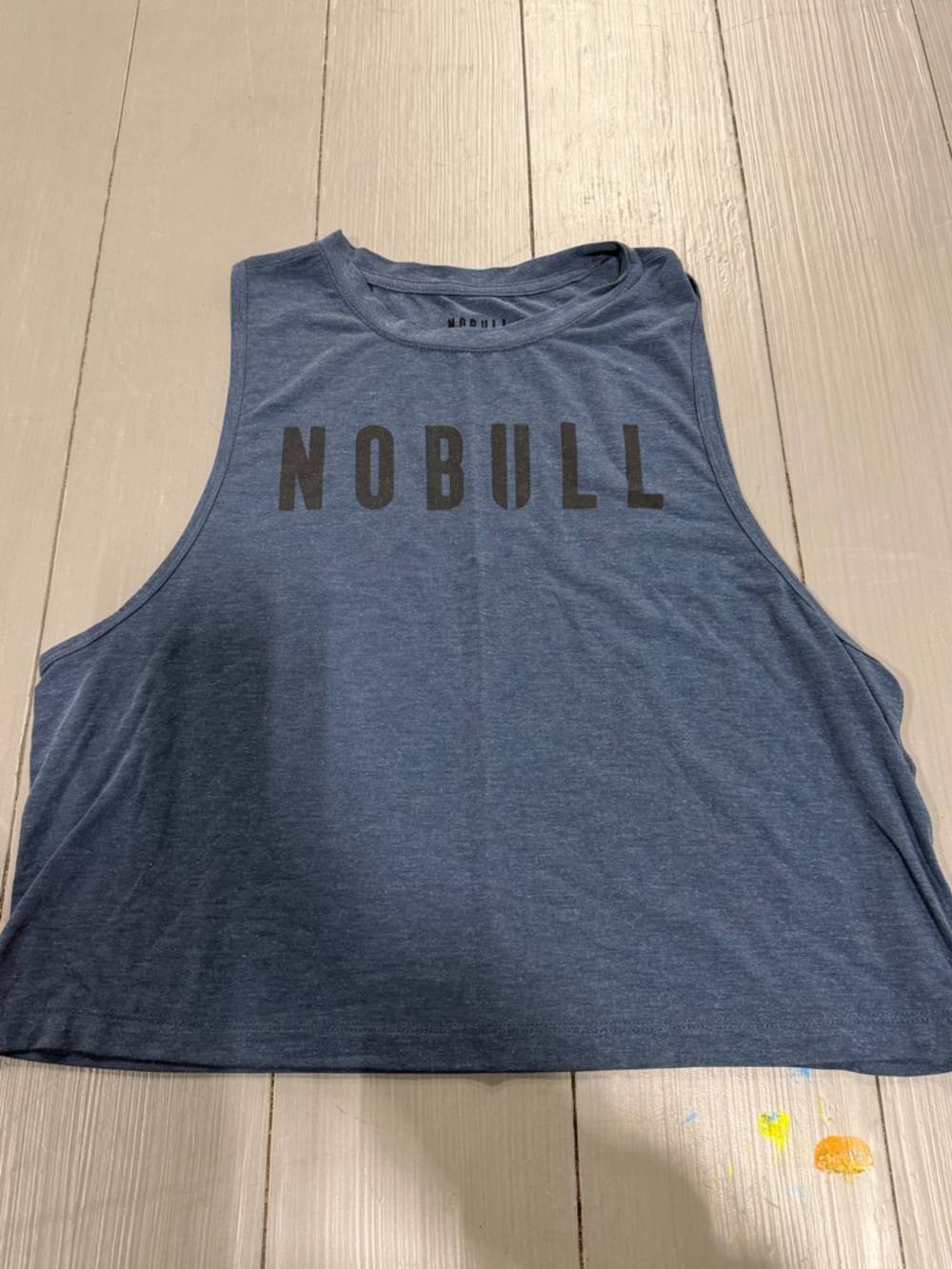 NOBULL Womens Heather Blue Training Tank with Black Logo